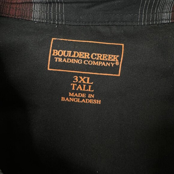 Men's 3XL Tall Pearl Snap Plaid Long Sleeve Flannel Shirt Boulder Creek - Picture 8 of 11